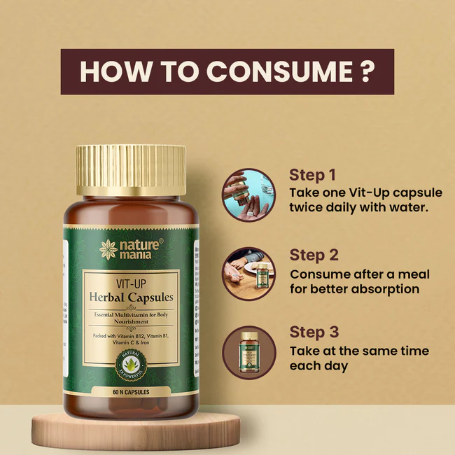 Nature Mania Vit-up Capsule (Vit D and Vit B12 Multivitamin) - 60 Capsules - Image 8